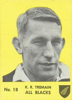 1968 Playtime Rugby Gum Famous Rugby Players - Yellow #18 Kel Tremain Front
